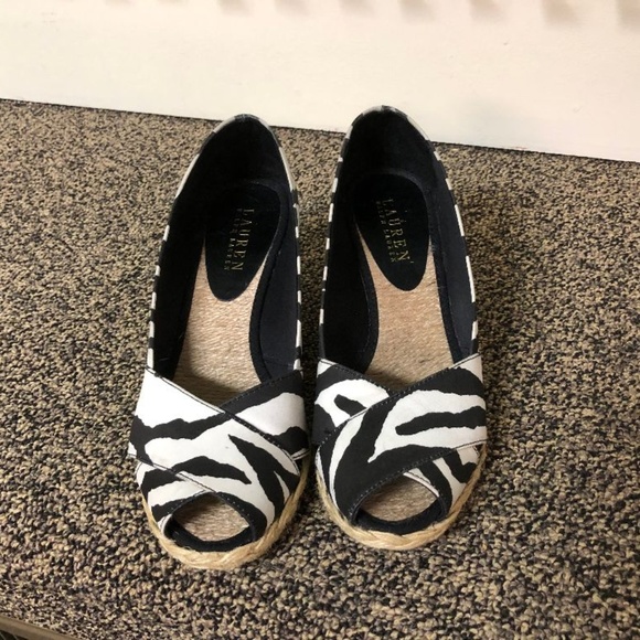 Lauren Ralph Lauren Shoes - RALPH LAUREN ZEBRA CANVAS PEEPTOE WEDGE HOST PICK!
